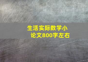 生活实际数学小论文800字左右