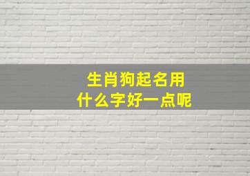 生肖狗起名用什么字好一点呢