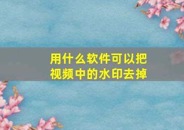 用什么软件可以把视频中的水印去掉