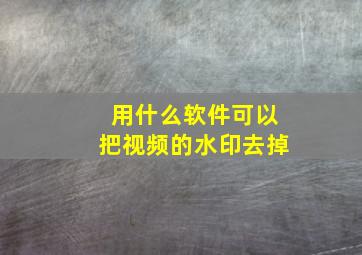 用什么软件可以把视频的水印去掉