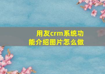 用友crm系统功能介绍图片怎么做