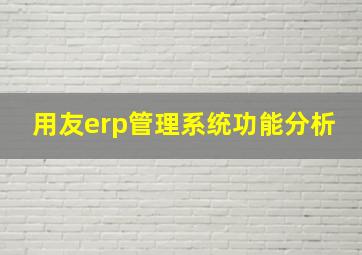 用友erp管理系统功能分析