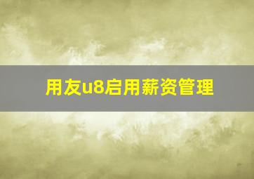 用友u8启用薪资管理