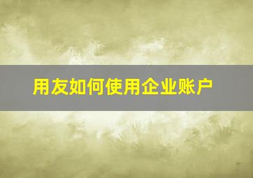 用友如何使用企业账户