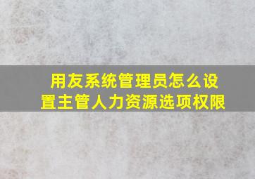 用友系统管理员怎么设置主管人力资源选项权限