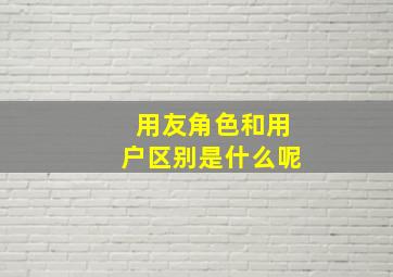 用友角色和用户区别是什么呢