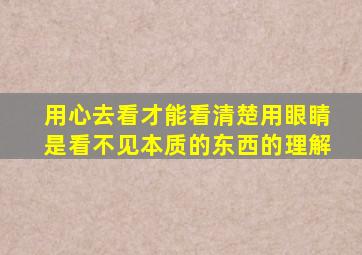 用心去看才能看清楚用眼睛是看不见本质的东西的理解