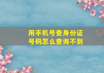 用手机号查身份证号码怎么查询不到