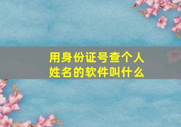 用身份证号查个人姓名的软件叫什么