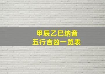 甲辰乙巳纳音五行吉凶一览表