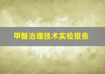 甲醛治理技术实验报告