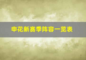 申花新赛季阵容一览表