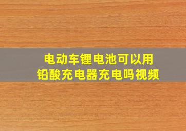 电动车锂电池可以用铅酸充电器充电吗视频