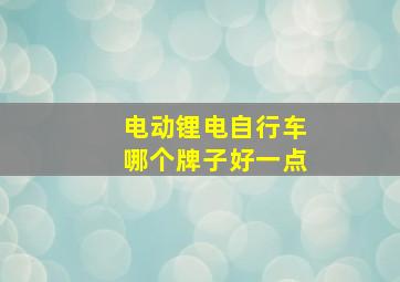 电动锂电自行车哪个牌子好一点