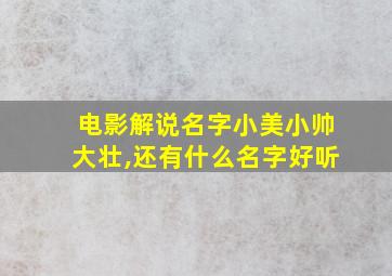 电影解说名字小美小帅大壮,还有什么名字好听