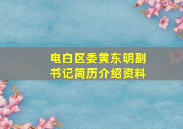 电白区委黄东明副书记简历介绍资料