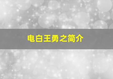 电白王勇之简介