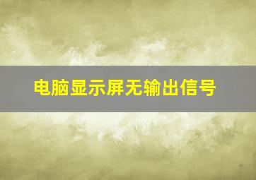 电脑显示屏无输出信号