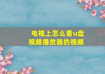 电视上怎么看u盘视频播放器的视频