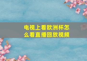 电视上看欧洲杯怎么看直播回放视频