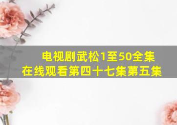 电视剧武松1至50全集在线观看第四十七集苐五集