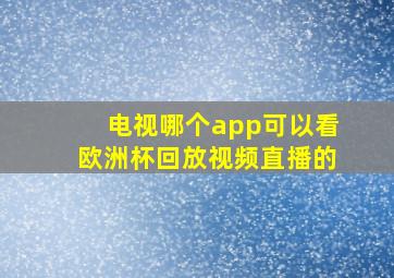 电视哪个app可以看欧洲杯回放视频直播的