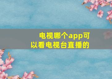 电视哪个app可以看电视台直播的