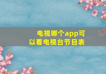 电视哪个app可以看电视台节目表