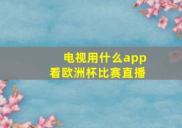 电视用什么app看欧洲杯比赛直播