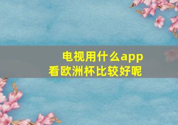 电视用什么app看欧洲杯比较好呢