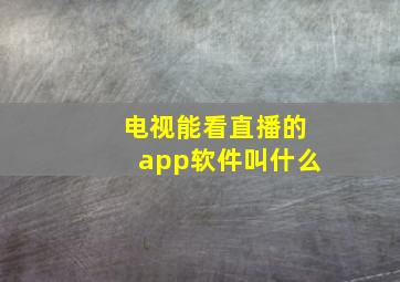 电视能看直播的app软件叫什么