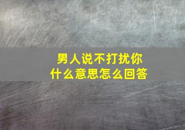 男人说不打扰你什么意思怎么回答