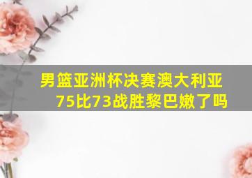 男篮亚洲杯决赛澳大利亚75比73战胜黎巴嫩了吗