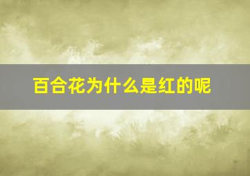 百合花为什么是红的呢