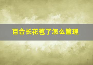 百合长花苞了怎么管理