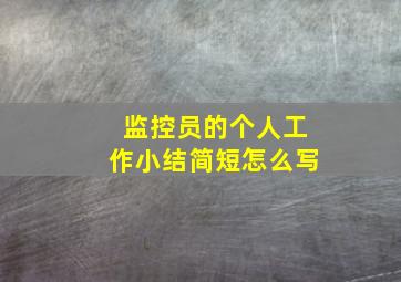 监控员的个人工作小结简短怎么写