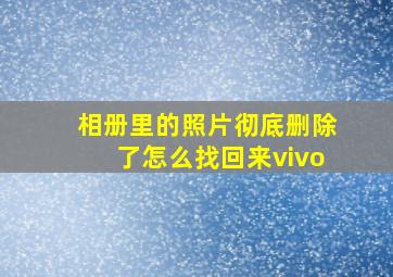 相册里的照片彻底删除了怎么找回来vivo