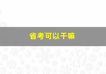 省考可以干嘛