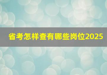 省考怎样查有哪些岗位2025