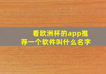 看欧洲杯的app推荐一个软件叫什么名字