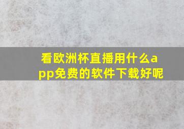 看欧洲杯直播用什么app免费的软件下载好呢