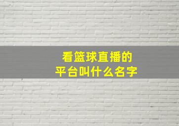 看篮球直播的平台叫什么名字