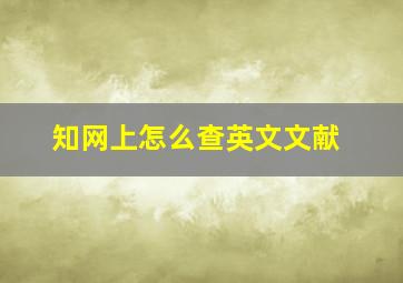 知网上怎么查英文文献