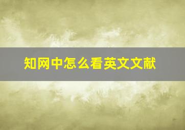 知网中怎么看英文文献