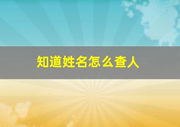 知道姓名怎么查人