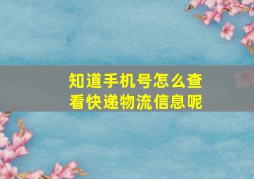 知道手机号怎么查看快递物流信息呢