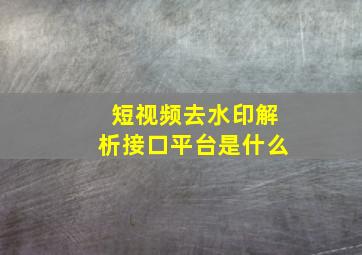 短视频去水印解析接口平台是什么