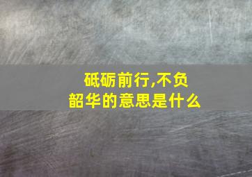 砥砺前行,不负韶华的意思是什么