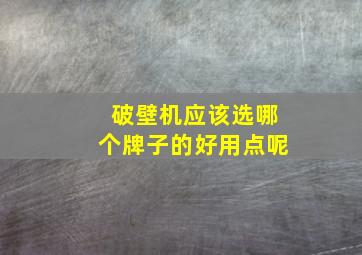 破壁机应该选哪个牌子的好用点呢