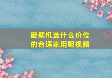 破壁机选什么价位的合适家用呢视频